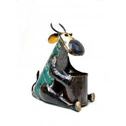 Krowa z pojemnikiem Figurka metalowa z recyclingu 25cm